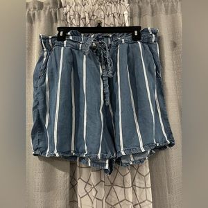 Blue and White Striped Shorts